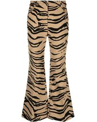 Stella McCartney - Tiger-jacquard Cropped Flared Trousers - Lyst