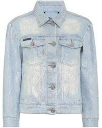 Philipp Plein - Giacca Denim Con Applicazione Teddy Bear - Lyst