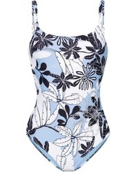 Twin Set - Floral-print Open-back Swimsuit - Lyst