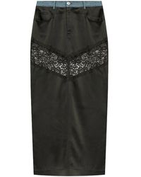 Blumarine - Long Straight Skirt With Lace Insert - Lyst