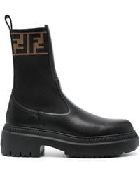 Fendi - Logoleather Boots - Lyst