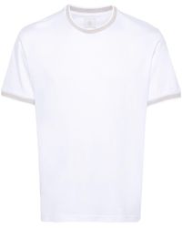 Eleventy - T-Shirt mit gestreiftem Rand - Lyst