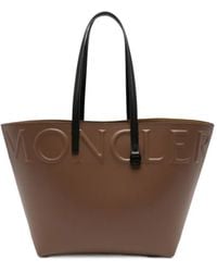 Moncler - Embossed-Logo Leather Tote Bag - Lyst