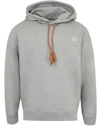 Loewe - Hoodie aus Baumwoll-Jersey mit Lederbesatz und Logostickerei - Lyst