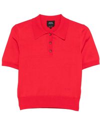 A.P.C. - Button Short-Sleeve Polo Shirt - Lyst