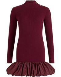Patou - Ribbed Button-Detailed Mini Dress - Lyst