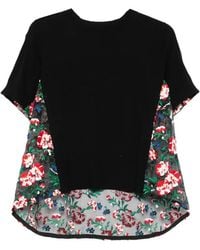 Sacai - Floral-Embroidered T-Shirt - Lyst