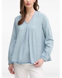 Benetton - Long-Sleeve V-Neck Blouse - Lyst