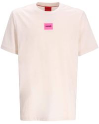 HUGO - T-shirt en coton à logo appliqué - Lyst