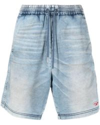 DIESEL - Jeans-Shorts mit Logo-Patch - Lyst