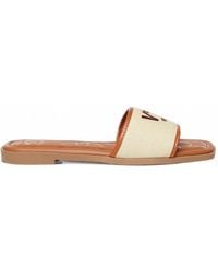 V73 - Ciabatta Fascia Logo-Lettering Canvas Sandals - Lyst