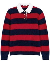 Maje - Fluffy Jumper With Poplin Collar - Lyst