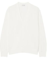 Lacoste - Ribbed-Knit V-Neck Cardigan - Lyst