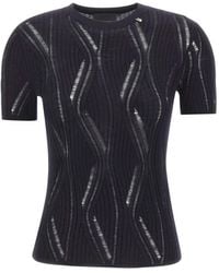 Liu Jo - Cut-Out Ribbed-Knit T-Shirt - Lyst