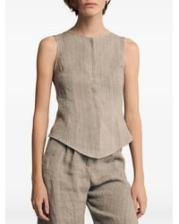 Cortana - Lupe Striped Linen Waistcoat - Lyst