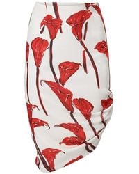 Carolina Herrera - Jupe Mi-Longue Asymétrique À Imprimé Calla Lily - Lyst