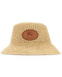 Burberry - Knight Stamp Raffia-Effect Bucket Hat - Lyst