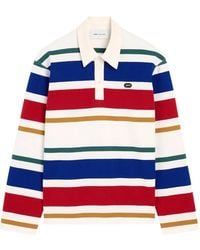 Ami Paris - Striped Cotton Polo With Ami Patch - Lyst