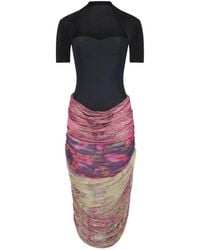 Marine Serre - Robe Mi-Longue Drapée À Fleurs - Lyst
