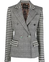 Roberto Cavalli - Mixed-check Double-breasted Blazer - Lyst