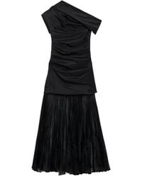 Jonathan Simkhai - Ammalie Draped Pleated-Skirt Taffeta Dress - Lyst