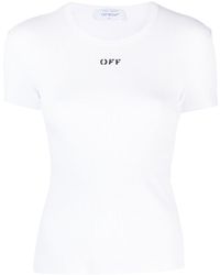 Off-White c/o Virgil Abloh - Camiseta con acanalado blanco con bordado fuera de - Lyst