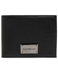Emporio Armani - Logo-Plaque Pebbled Leather Wallet - Lyst