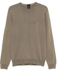 BOSS - Logo-Embroidered Crew-Neck Sweater - Lyst