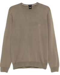 BOSS - Logo-Embroidered Crew-Neck Sweater - Lyst