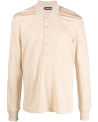 Tom Ford - Piqué Long-Sleeve Polo Shirt - Lyst