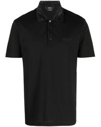 Versace - Barocco Silhouette Embellished Polo Shirt - Lyst
