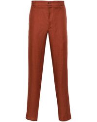 Tagliatore - Pressed-crease Linen Tapered Trousers - Lyst