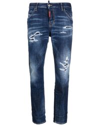 DSquared² - Jeans skinny a vita media con effetto vissuto - Lyst