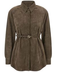 Fendi - Suede Shirt Shirt And Blouse - Lyst