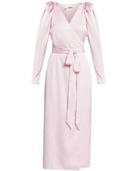 ROTATE BIRGER CHRISTENSEN - Long-Sleeved Satin Wrap Dress - Lyst