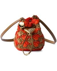 Prada - Mini Crochet-Knit Bucket Bag - Lyst