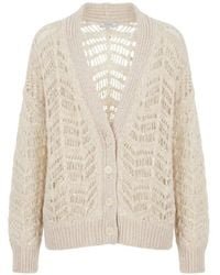 Peserico - Sequin-Embellished Open-Knit Cardigan - Lyst