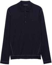 Prada - Long-Sleeved Wool Polo Sweater - Lyst