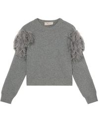 Blumarine - Geribbelde Trui Verfraaid Met Veren - Lyst