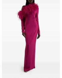 ‎Taller Marmo - Feather-Trimmed One-Shoulder Dress - Lyst