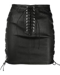 Unravel Project - Laced Leather Mini Skirt - Lyst