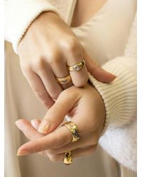 Nimo With Love - 18kt Rustic Gelbgoldring mit Diamant - Lyst