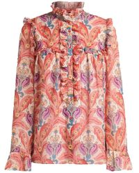 Etro - Ruffle-Detailed Floral Blouse - Lyst