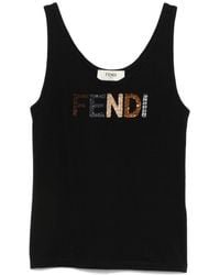 Fendi - Sequin-Logo Tank Top - Lyst