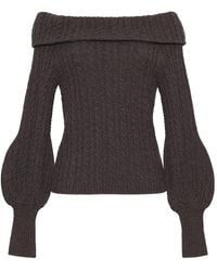 Cara Cara - Schulterfreier Pullover Mit Zopfmuster - Lyst