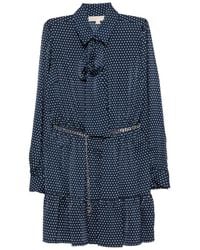 MICHAEL Michael Kors - Polka-Dot Tie-Neck Mini Dress - Lyst
