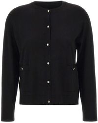 Elena Miro - Button-Fastening Ribbed-Trim Cardigan - Lyst