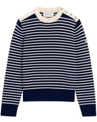 Ami Paris - Gestreifter Pullover Aus Wolle Mit Rundhalsausschnitt - Lyst