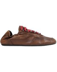 Prada - Collapse Antiqued-Nappa-Leather Sneakers With Hooks - Lyst