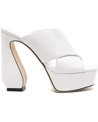 Sergio Rossi - 135mm Crossover-strap Leather Mules - Lyst